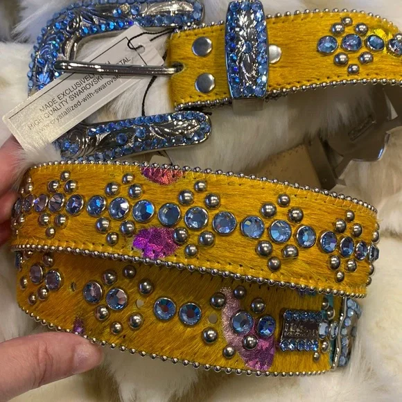 BB SIMON bling belt 1.5” wide Swarovski crystal embellished leather buckle belt $_12.JPG?set_id=880000500F main image 2